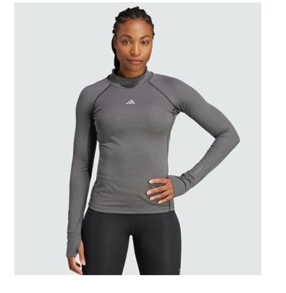 Adidas TF Warm LS Shirt Women's Size M Gray AEROREADY Long Sleeve Training Top